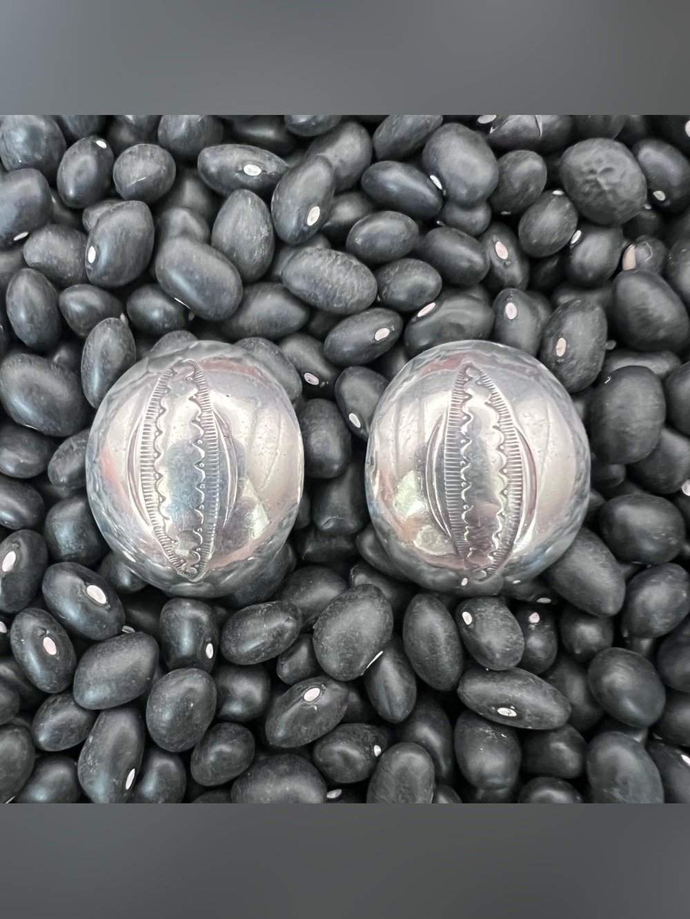 Native American Sterling Silver Domed Earrings